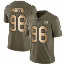 Men's Nike New York Giants #96 Kareem Martin Limited Olive Gold 2017 Salute to Service NFL Jersey