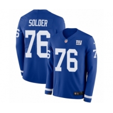 Men's Nike New York Giants #76 Nate Solder Limited Royal Blue Therma Long Sleeve NFL Jersey