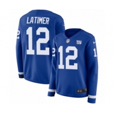 Women's Nike New York Giants #12 Cody Latimer Limited Royal Blue Therma Long Sleeve NFL Jersey