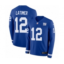 Youth Nike New York Giants #12 Cody Latimer Limited Royal Blue Therma Long Sleeve NFL Jersey