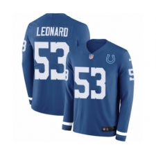 Youth Nike Indianapolis Colts #53 Darius Leonard Limited Blue Therma Long Sleeve NFL Jersey