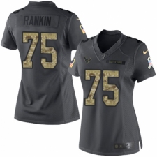 Women's Nike Houston Texans #75 Martinas Rankin Limited Black 2016 Salute to Service NFL Jersey