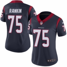 Women's Nike Houston Texans #75 Martinas Rankin Navy Blue Team Color Vapor Untouchable Elite Player NFL Jersey