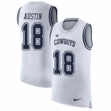 Men's Nike Dallas Cowboys #18 Tavon Austin White Rush Player Name & Number Tank Top NFL Jersey
