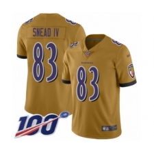 Men's Baltimore Ravens #83 Willie Snead IV Limited Gold Inverted Legend 100th Season Football Jersey