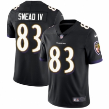 Men's Nike Baltimore Ravens #83 Willie Snead IV Black Alternate Vapor Untouchable Limited Player NFL Jersey