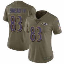 Women's Nike Baltimore Ravens #83 Willie Snead IV Limited Olive 2017 Salute to Service NFL Jersey