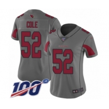 Women's Arizona Cardinals #52 Mason Cole Limited Silver Inverted Legend 100th Season Football Jersey