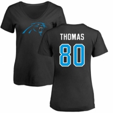 NFL Women's Nike Carolina Panthers #80 Ian Thomas Black Name & Number Logo Slim Fit T-Shirt