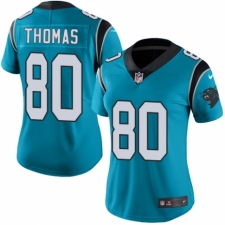 Women's Nike Carolina Panthers #80 Ian Thomas Blue Alternate Vapor Untouchable Elite Player NFL Jersey