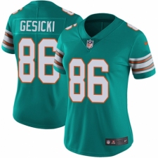 Women's Nike Miami Dolphins #86 Mike Gesicki Aqua Green Alternate Vapor Untouchable Limited Player NFL Jersey