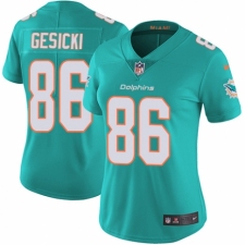 Women's Nike Miami Dolphins #86 Mike Gesicki Aqua Green Team Color Vapor Untouchable Limited Player NFL Jersey