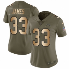 Women's Nike Los Angeles Chargers #33 Derwin James Limited Olive Gold 2017 Salute to Service NFL Jersey