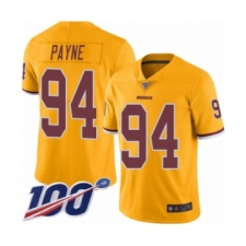 Men's Washington Redskins #94 Da'Ron Payne Limited Gold Rush Vapor Untouchable 100th Season Football Jersey
