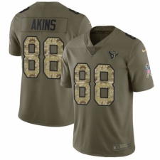 Youth Nike Houston Texans #88 Jordan Akins Limited Olive Camo 2017 Salute to Service NFL Jersey