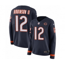 Women's Nike Chicago Bears #12 Allen Robinson Limited Navy Blue Therma Long Sleeve NFL Jersey