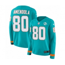 Women's Nike Miami Dolphins #80 Danny Amendola Limited Aqua Therma Long Sleeve NFL Jersey