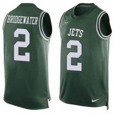Men's Nike New York Jets #2 Teddy Bridgewater Limited Green Player Name & Number Tank Top NFL Jersey