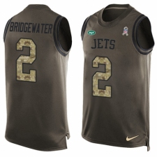Men's Nike New York Jets #2 Teddy Bridgewater Limited Green Salute to Service Tank Top NFL Jersey