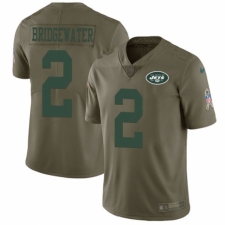 Youth Nike New York Jets #2 Teddy Bridgewater Limited Olive 2017 Salute to Service NFL Jersey