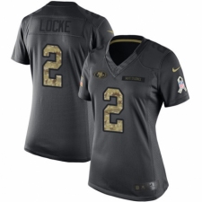 Women's Nike San Francisco 49ers #2 Jeff Locke Limited Black 2016 Salute to Service NFL Jersey
