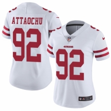 Women's Nike San Francisco 49ers #92 Jeremiah Attaochu White Vapor Untouchable Elite Player NFL Jersey
