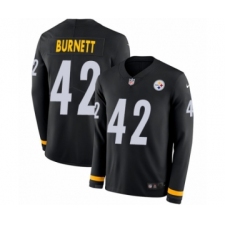 Youth Nike Pittsburgh Steelers #42 Morgan Burnett Limited Black Therma Long Sleeve NFL Jersey