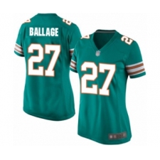 Women's Miami Dolphins #27 Kalen Ballage Game Aqua Green Alternate Football Jersey