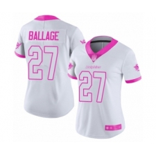 Women's Miami Dolphins #27 Kalen Ballage Limited White Pink Rush Fashion Football Jersey