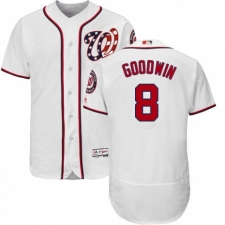 Men's Majestic Washington Nationals #8 Brian Goodwin White Home Flex Base Authentic Collection MLB Jersey