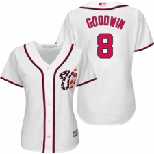 Women's Majestic Washington Nationals #8 Brian Goodwin Authentic White Home Cool Base MLB Jersey