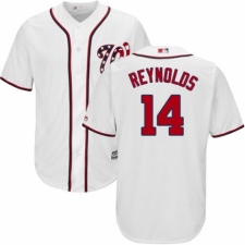 Men's Majestic Washington Nationals #14 Mark Reynolds Replica White Home Cool Base MLB Jersey