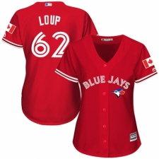 Women's Majestic Toronto Blue Jays #62 Aaron Loup Authentic Scarlet Alternate MLB Jersey