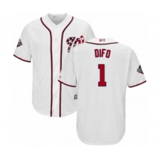 Youth Washington Nationals #1 Wilmer Difo Authentic White Home Cool Base 2019 World Series Bound Baseball Jersey