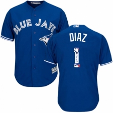 Men's Majestic Toronto Blue Jays #1 Aledmys Diaz Authentic Blue Team Logo Fashion MLB Jersey