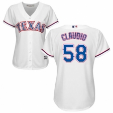 Women's Majestic Texas Rangers #58 Alex Claudio Replica White Home Cool Base MLB Jersey