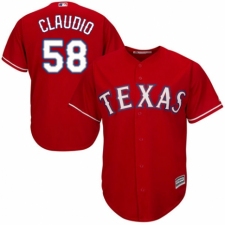 Youth Majestic Texas Rangers #58 Alex Claudio Authentic Red Alternate Cool Base MLB Jersey