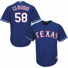 Youth Majestic Texas Rangers #58 Alex Claudio Authentic Royal Blue Alternate 2 Cool Base MLB Jersey