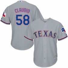 Youth Majestic Texas Rangers #58 Alex Claudio Replica Grey Road Cool Base MLB Jersey