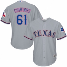 Youth Majestic Texas Rangers #61 Robinson Chirinos Authentic Grey Road Cool Base MLB Jersey