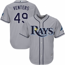 Youth Majestic Tampa Bay Rays #49 Jonny Venters Replica Grey Road Cool Base MLB Jersey