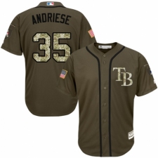 Men's Majestic Tampa Bay Rays #35 Matt Andriese Authentic Green Salute to Service MLB Jersey