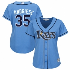 Women's Majestic Tampa Bay Rays #35 Matt Andriese Authentic Light Blue Alternate 2 Cool Base MLB Jersey