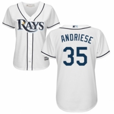 Women's Majestic Tampa Bay Rays #35 Matt Andriese Authentic White Home Cool Base MLB Jersey