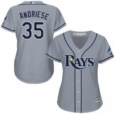 Women's Majestic Tampa Bay Rays #35 Matt Andriese Replica Grey Road Cool Base MLB Jersey