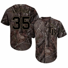 Youth Majestic Tampa Bay Rays #35 Matt Andriese Authentic Camo Realtree Collection Flex Base MLB Jersey
