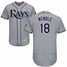 Men's Majestic Tampa Bay Rays #18 Joey Wendle Grey Road Flex Base Authentic Collection MLB Jersey