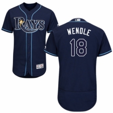 Men's Majestic Tampa Bay Rays #18 Joey Wendle Navy Blue Alternate Flex Base Authentic Collection MLB Jersey
