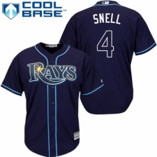 Youth Majestic Tampa Bay Rays #4 Blake Snell Authentic Navy Blue Alternate Cool Base MLB Jersey