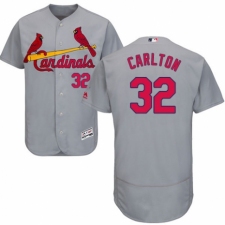 Men's Majestic St. Louis Cardinals #32 Steve Carlton Grey Road Flex Base Authentic Collection MLB Jersey